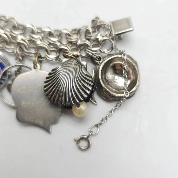 Vintage Sterling Silver Charm Bracelet Huge Travel Collection Rare 1950s 60s MCM - Picture 10 of 16